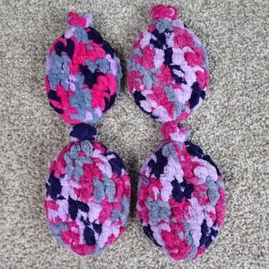 Handmade Reusable Crochet Water Balloons 4 Pack Pink Purple Blue Eco Friendly